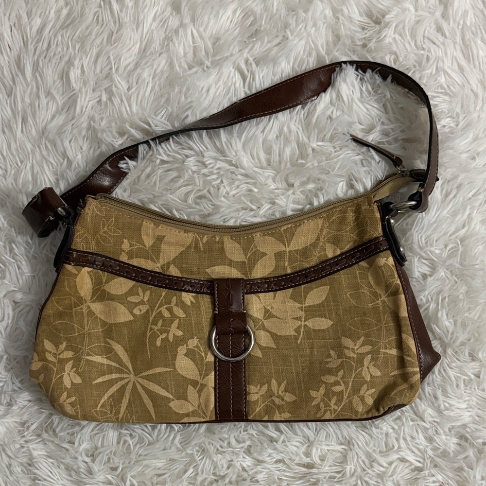 Floral Tan and Brown Shoulder Bag
